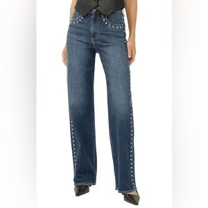 NWT-Highly Desirable Studded Ultra High Waist Wide Leg Trouser Jeans